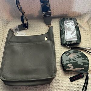 Olive Green Messenger Bag Set